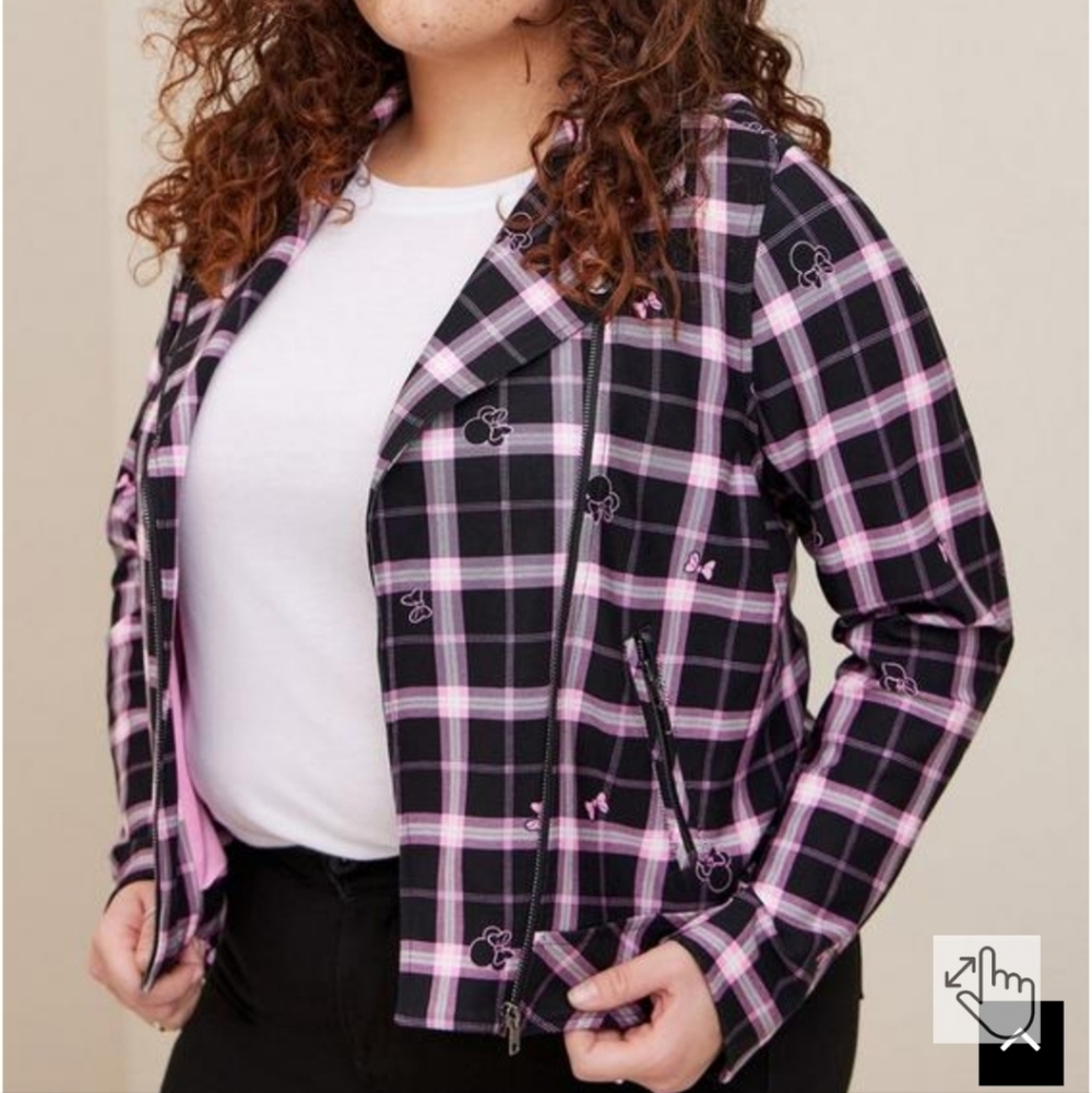 🆕️DISNEY MINNIE MOUSE PLAID PONTE MOTO JACKET